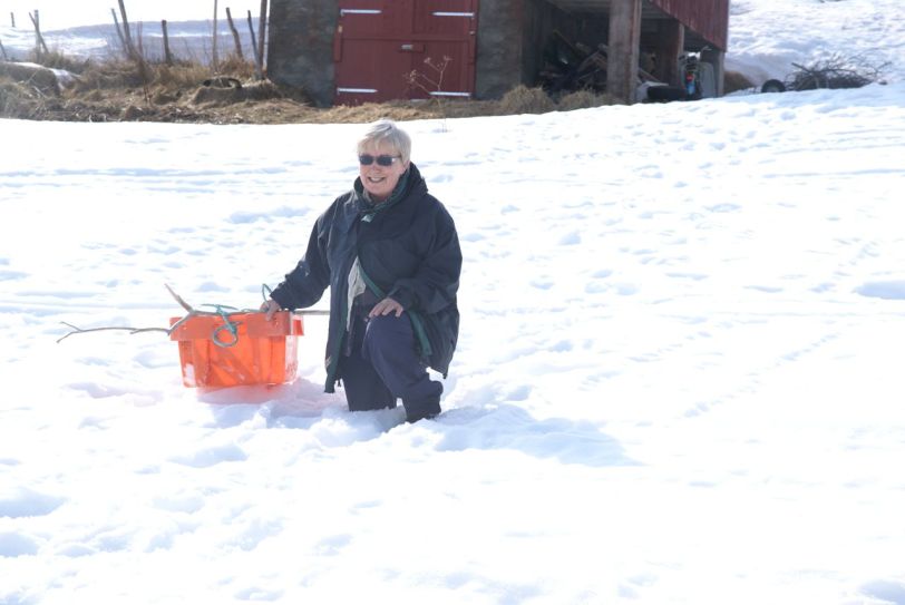 Råtten snø og vanskelig føre.             Foto: R.T. Enoksen
