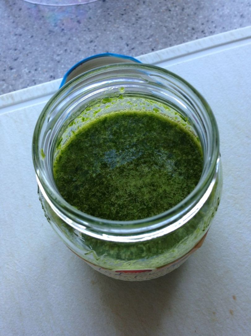Gressløkpesto ferdig